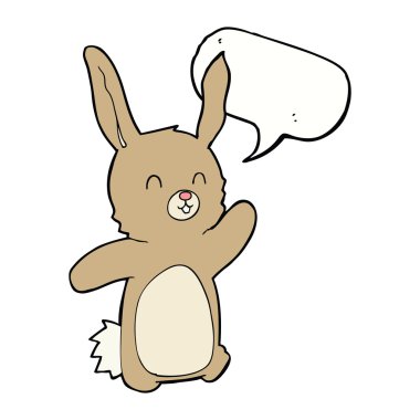 Konuşma balonlu mutlu tavşan çizgi filmi