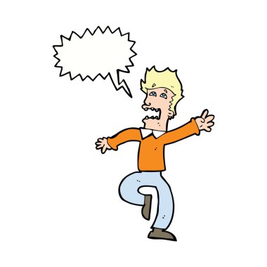 Çizgi filmci konuşma baloncuğuyla panikliyor.