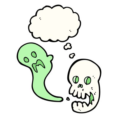 Konuşma baloncuklu garip kafatası