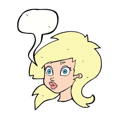 çizgi film oldukça şaşırmış kadınla konuşma balonu