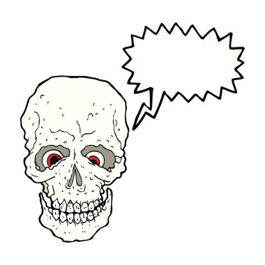 Konuşma baloncuklu garip kafatası