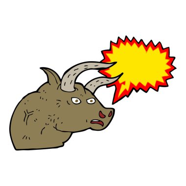 Konuşma balonlu kızgın boğa kafası