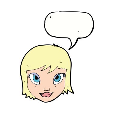 Konuşma baloncuklu bir kadın yüzü.