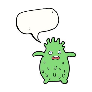 Konuşma baloncuklu komik balçık canavarı.