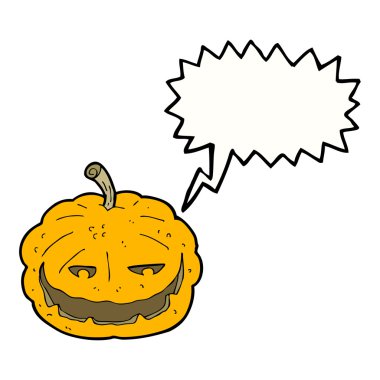 Konuşma baloncuklu Cadılar Bayramı balkabağı çizgi filmi