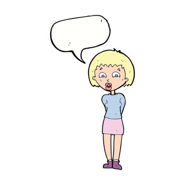 Karikatür, konuşma balonlu kadını şaşırttı.