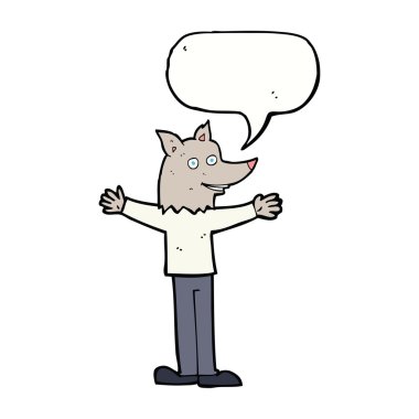 Konuşma balonu olan bir kurtadam.