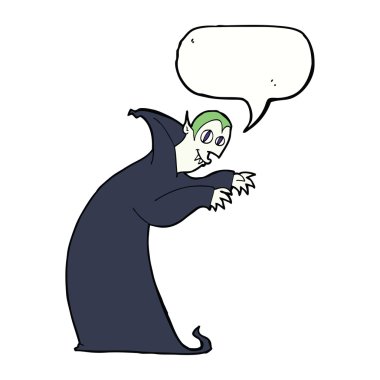 Konuşma baloncuklu ürkünç vampir çizgi filmi