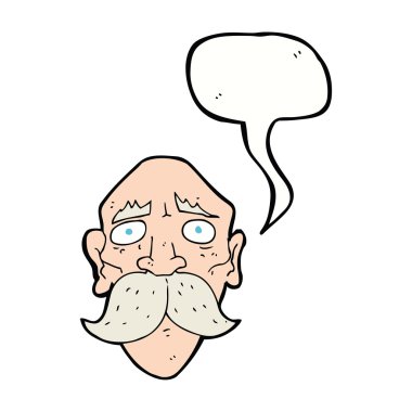 karikatür üzgün yaşlı adam konuşma balonu ile
