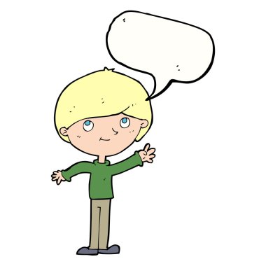 çizgi film mutlu çocuk konuşma balonu ile