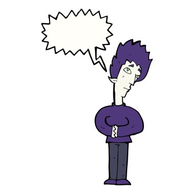 Konuşma balonlu meraklı vampir çizgi filmi