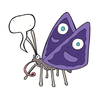 Konuşma baloncuklu komik kelebek