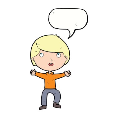 çizgi film mutlu çocuk konuşma balonu ile