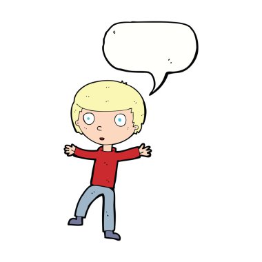 çizgi film konuşma baloncuğu olan ürkmüş çocuk