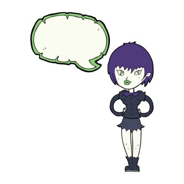 Konuşma balonu olan güzel vampir kız çizgi filmi.