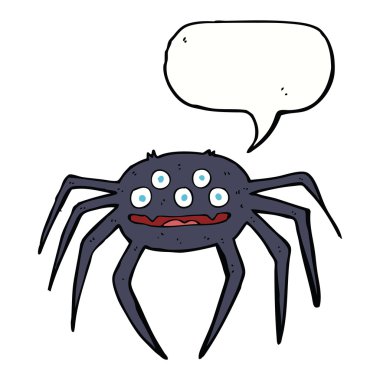 Halloween örümcek konuşma balonu ile çizgi film