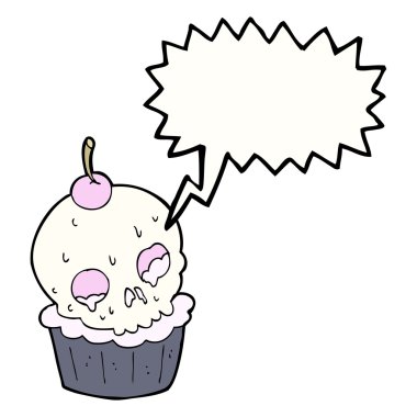 Konuşma baloncuklu Cadılar Bayramı pastası.