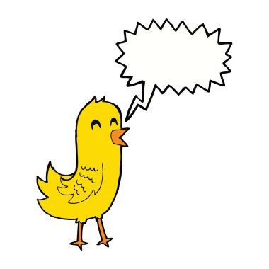 çizgi film mutlu kuş konuşma balonu ile