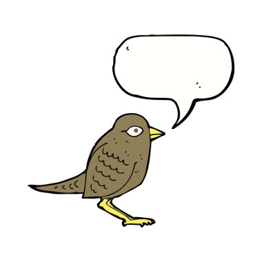 Konuşma baloncuklu çizgi film kuşu.