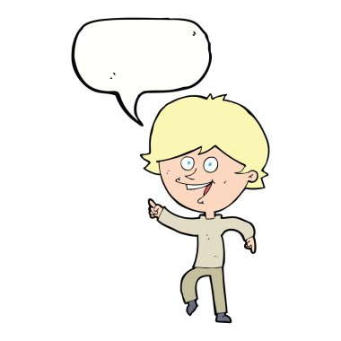 çizgi film mutlu adam konuşma balonu ile işaret