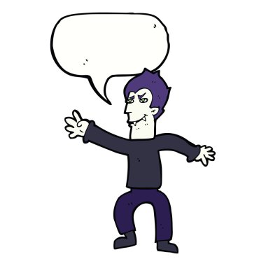 Konuşma baloncuğu olan bir vampir.