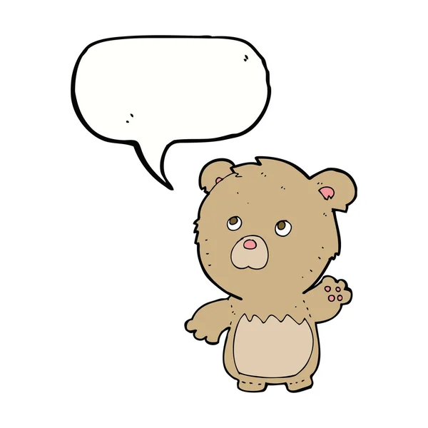 Urso de pelúcia de desenhos animados com bolha de fala —  Vetores de Stock