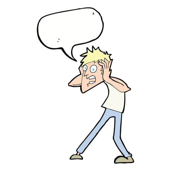 Cartoon man panicking with speech bubble — Stock Vector