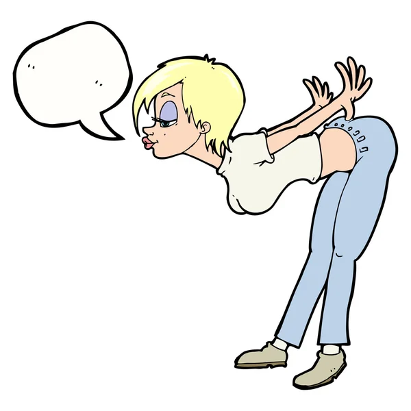 Cartoon sexy vrouw met tekstballon — Stockvector