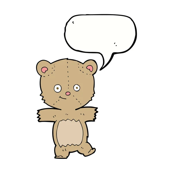 Cartoon funny teddy bear with speech bubble — Stock Vector