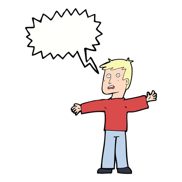 Hombre de dibujos animados sorprendido con burbuja de habla — Vector de stock