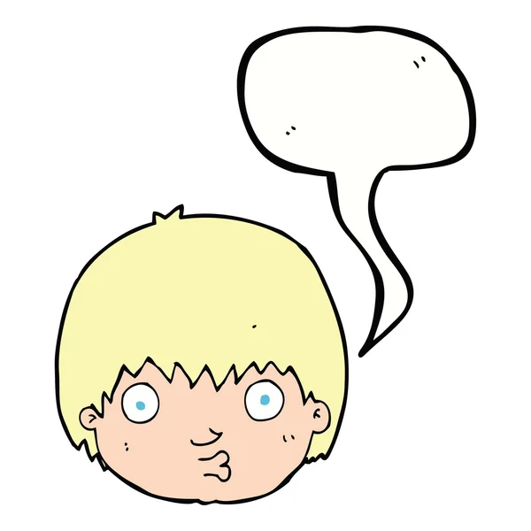 Dibujos animados niño curioso con burbuja del habla — Archivo Imágenes Vectoriales