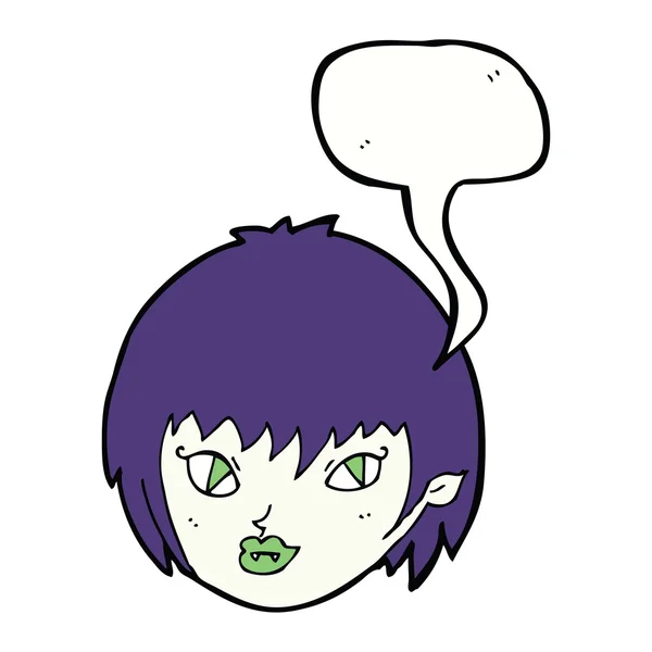 Dessin animé vampire fille visage avec bulle de parole — Image vectorielle