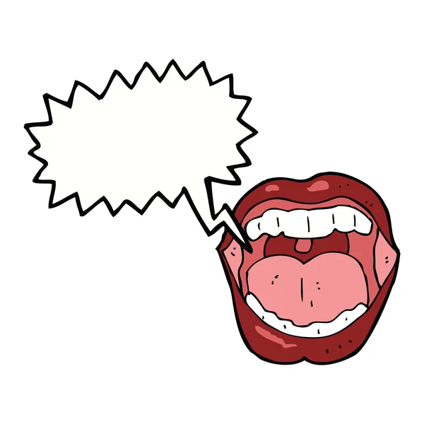 Cartoon mouth with speech bubble — Stock Vector