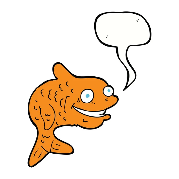 Dessin animé poisson heureux avec bulle de parole — Image vectorielle