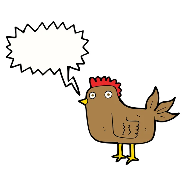 Cartoon hen with speech bubble — Stock Vector