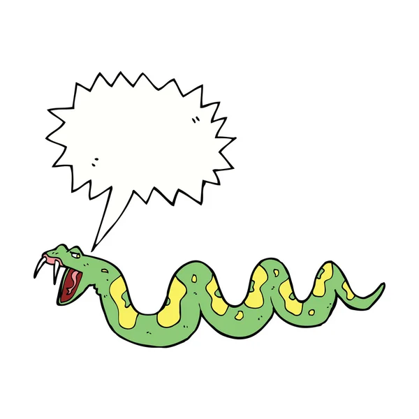 Kreslený jedovatý had s bublinou řeči — Stockový vektor