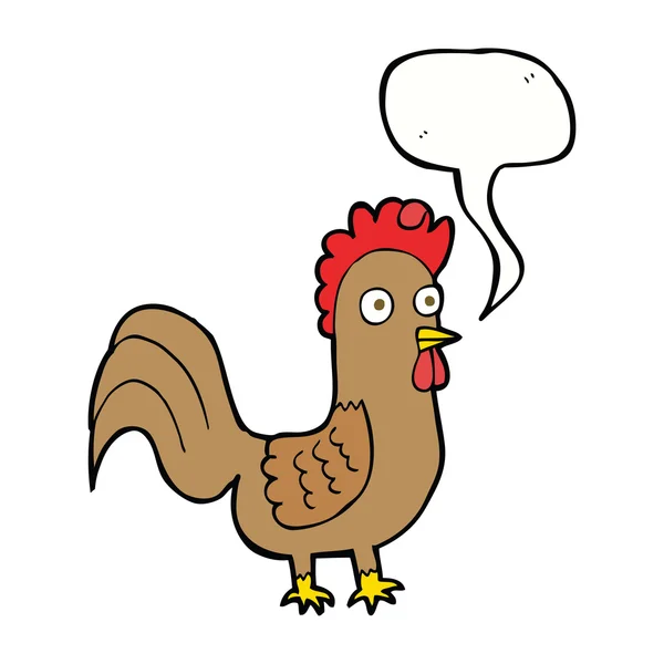 スピーチバブルを持つ漫画の雄鶏 — ストックベクタ