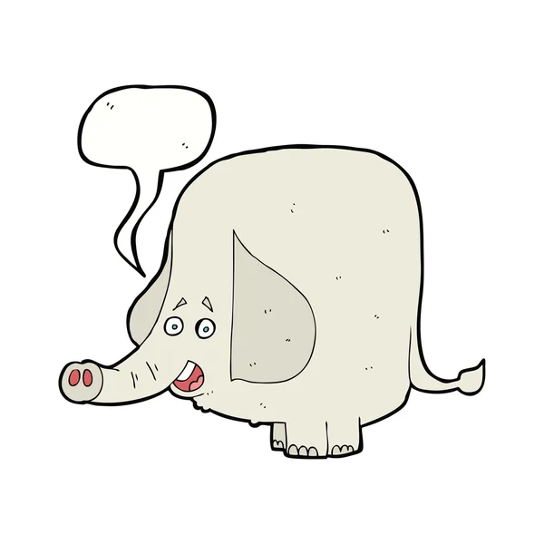 Dibujos animados elefante feliz con burbuja de habla — Archivo Imágenes Vectoriales