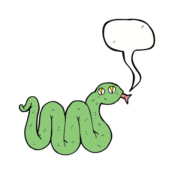 Divertida serpiente de dibujos animados con burbuja de habla — Vector de stock