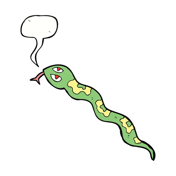Cartoon hissing snake with speech bubble — Stock Vector