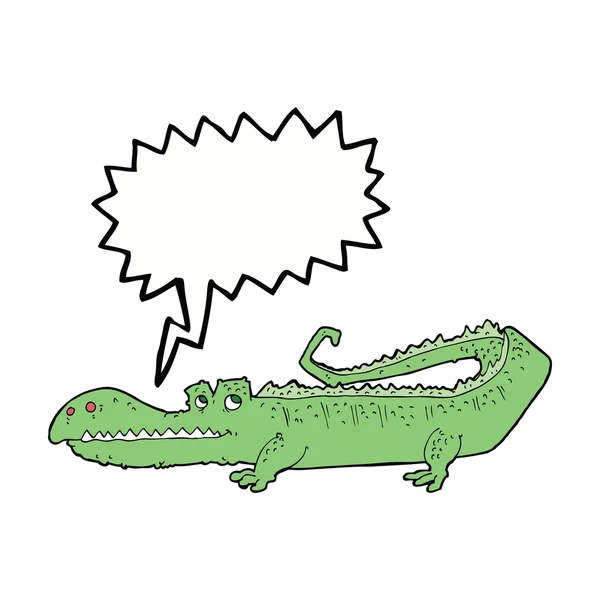 Crocodile de dessin animé avec bulle de parole — Image vectorielle