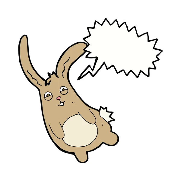 Drôle de lapin dessin animé avec bulle de parole — Image vectorielle