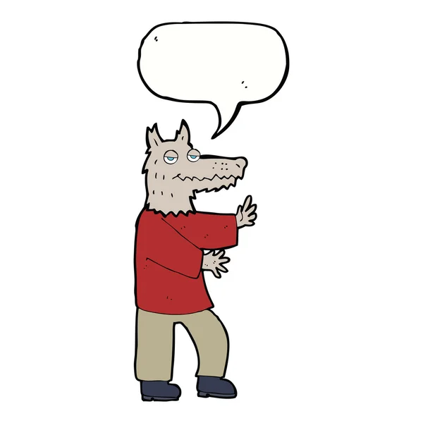 Λυκάνθρωπος κινουμένων σχεδίων με φούσκα ομιλία — Διανυσματικό Αρχείο