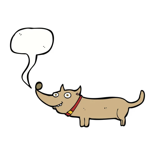 Καρτούν χαρούμενο σκυλί με φούσκα ομιλία — Διανυσματικό Αρχείο