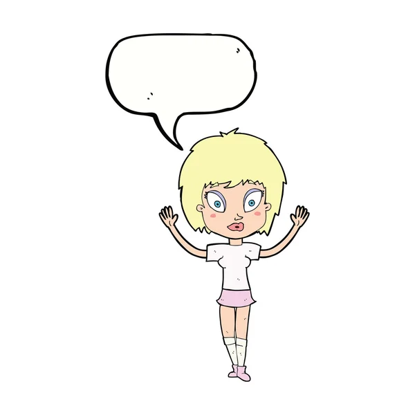 Desenho animado menina bonita com bolha de fala —  Vetores de Stock