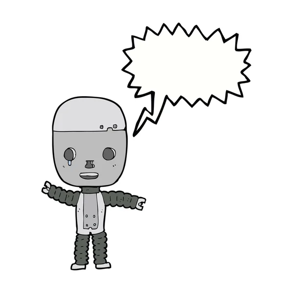 スピーチバブル付きの漫画ロボット — ストックベクタ