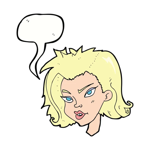 卡通片女性面部有语言障碍 — 图库矢量图片