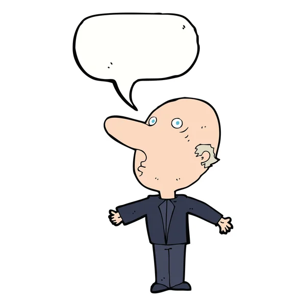 Desenho animado homem de meia idade confuso com bolha de fala — Vetor de Stock