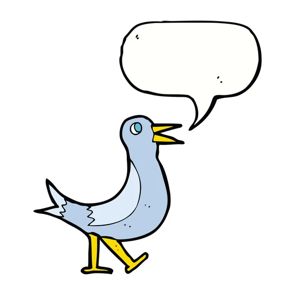 Konuşma baloncuklu yürüyen kuş. — Stok Vektör