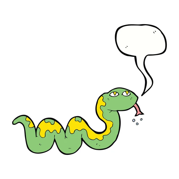 Serpiente de dibujos animados con burbuja del habla — Vector de stock